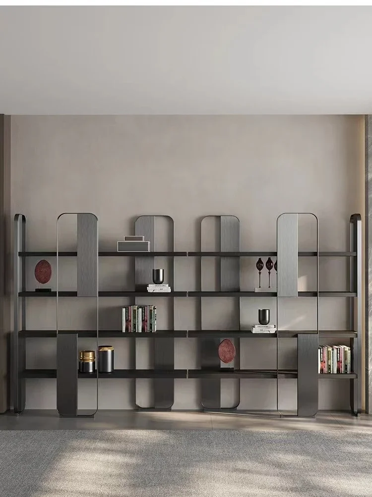 Nordic living room partition bookshelf floor storage household bookcase against the wall Italian light luxury simple