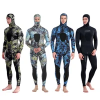 Traje de neopreno de camuflaje con capucha de 3mm, traje de buceo para pesca submarina, manga larga, neopreno de fisión, buceo sumergible para hombres, mantiene el calor, 2 piezas