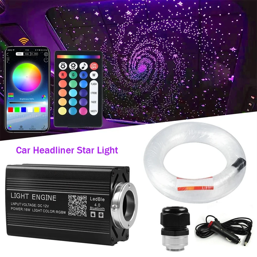 

ABS Fiber Optic Headliner Kit 12V LED Light Source Machine Kit Roof Star Light Kit APP Remote Control Headliner Sky Star Light