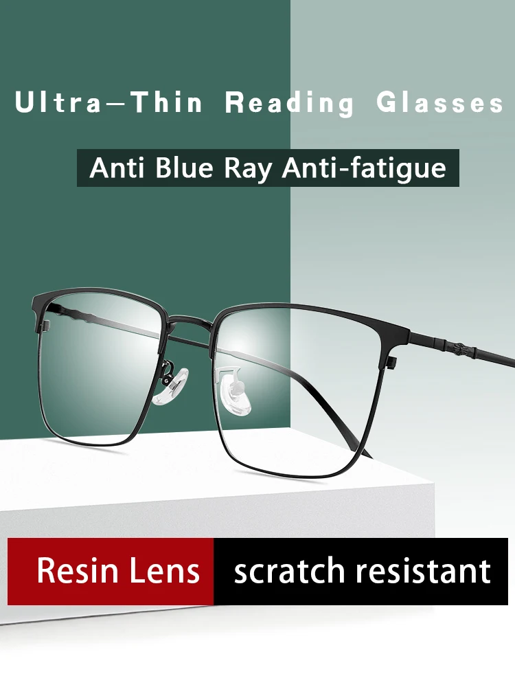 

Men's Ultra-Thin Reading Glasses Anti Blue Ray Anti-Fatigue,Magnifying Presbyopic Eyeglasses Anti UV/Eyestrain/Glare