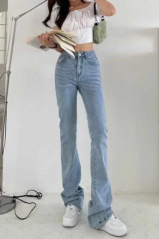 日本のヴィンテージ服デニム女性ブーツカットバギーY2Kブラック韓国ファッション原宿スタイルストリートウェアハイウエストワイドレッグ