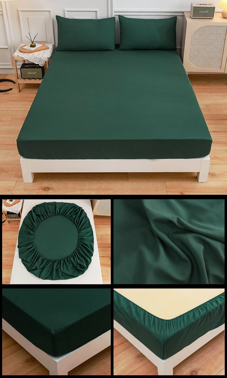 Black Fitted Sheet Home Bed Linen 90x200 Bed Cover with Elastic Band Tampa De Colchão Double Bedsheet (Pillowcase Need Order)