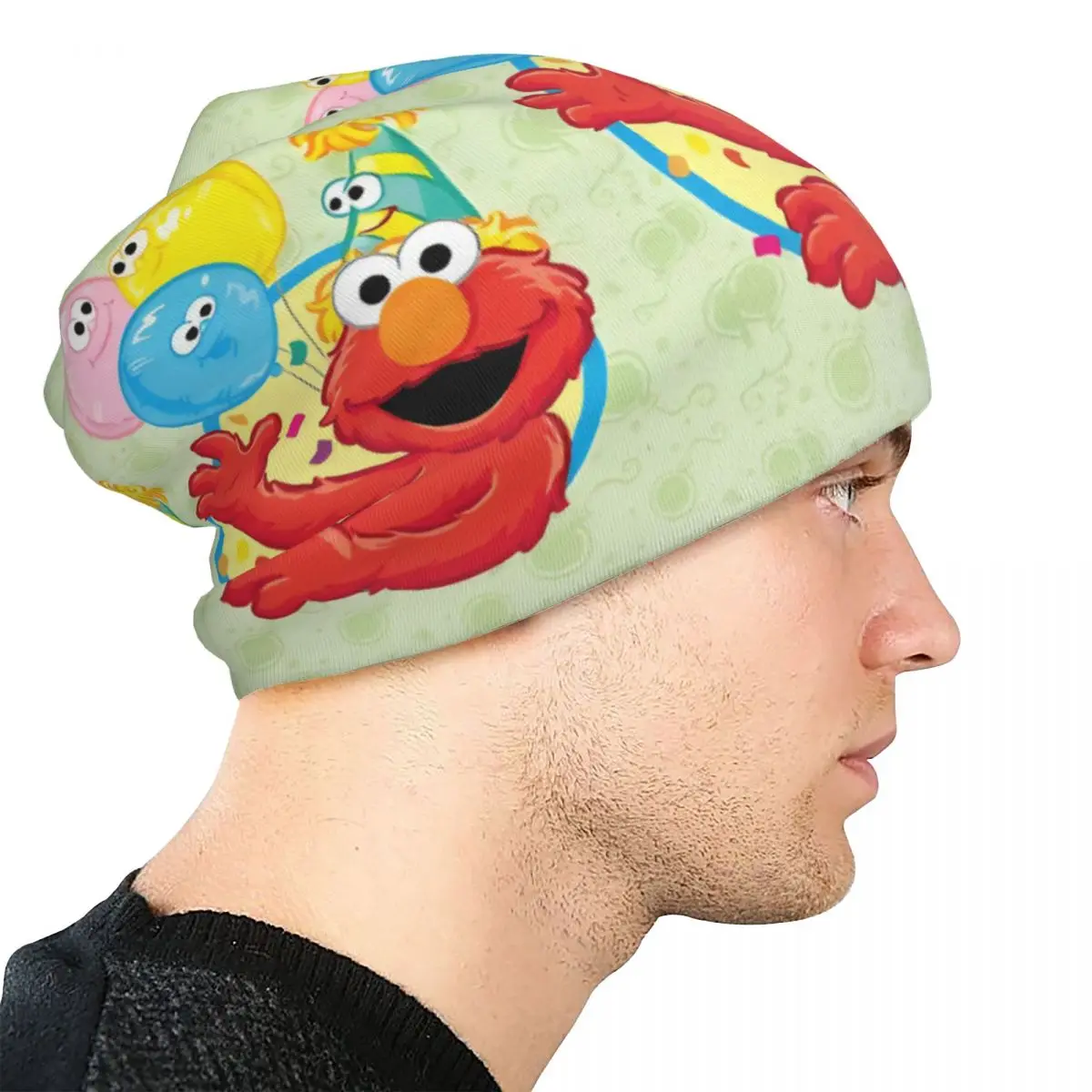 Gorro de dibujos animados de Barrio Sésamo, gorros de esquí para otoño e invierno, gorro de Elmo para cumpleaños, gorra Unisex de doble uso para primavera
