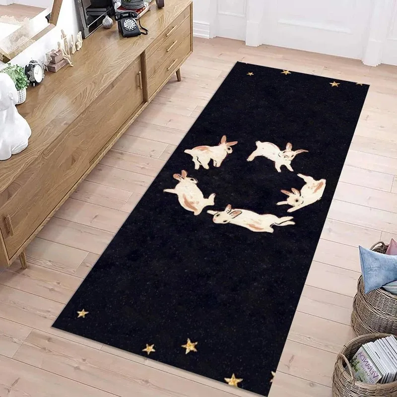 VIKAMA Non-slip Washable Runner Rug Starry Rabbit Soft for Hallway Kitchen Bedroom Decor