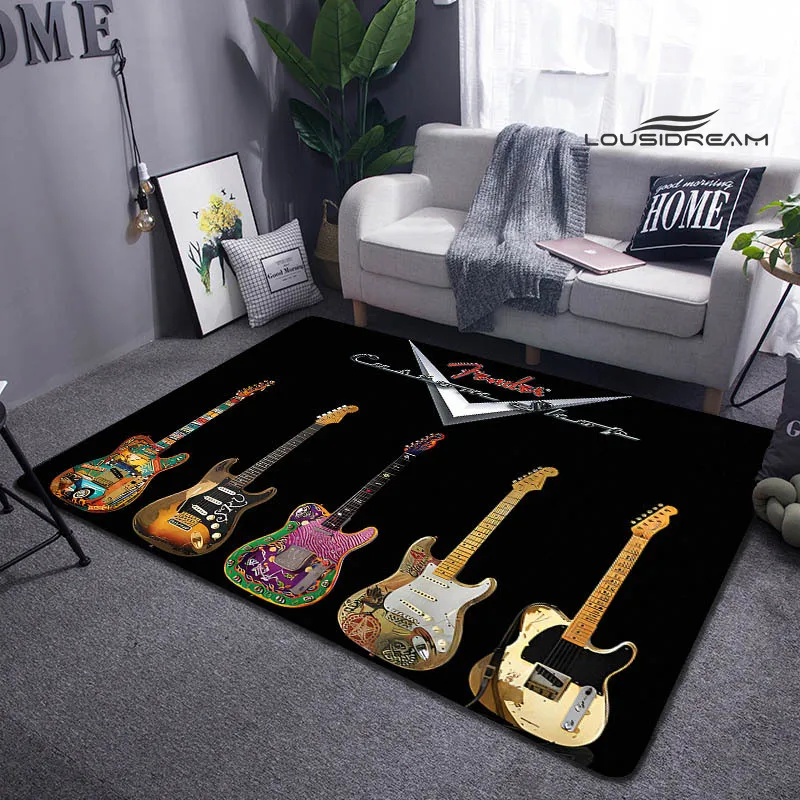 Fender guitar printing carpet children play carpet living room bedroom beautiful carpet non-slip doormat photography props gift