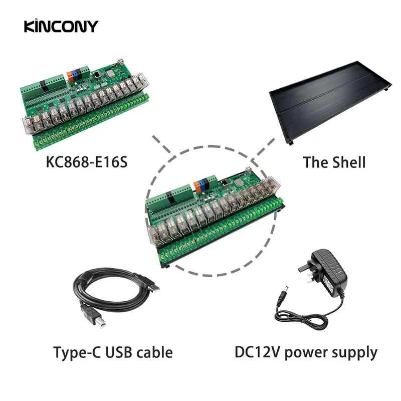 Kincony E16S ESP32 Home Assistant ESPHome Tasmota Arduino IDE Development Board 16A Relay Switch Ethernet RJ45/WiFi/Bluetooth