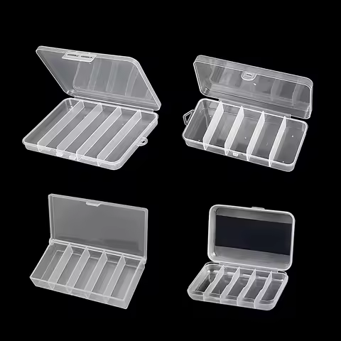5 Grid Clear Plastic Fishing Tackle Storage Box Jewelry Making Findings Organizer Box Container Case Utility Box
