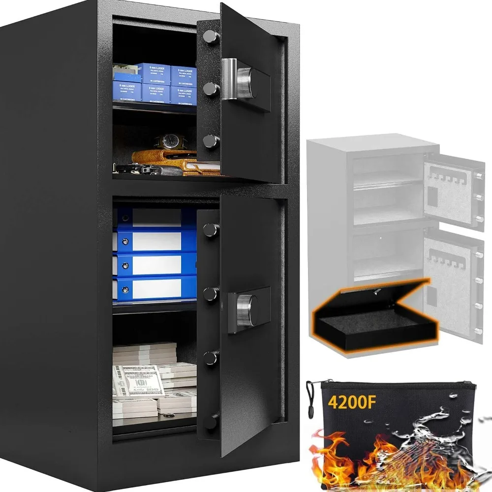 8.6 Cuft Safe Box Heavy Duty Double Door Home Safe with Fireproof Waterproof Bag,Fireproof Safes with Hidden Lock Box Security S