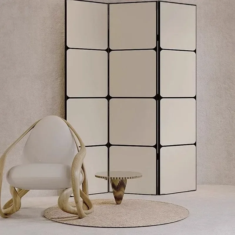 French medieval screen, modern simple cream style live broadcast background screen partition, living room foldable mobile occlus