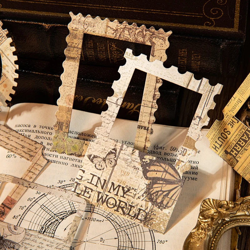 Journal GO 20pcs Retro Album Frame Sticker Creative DIY Scrapbooking Collage Junk Journaling Vintage Decorative Materials