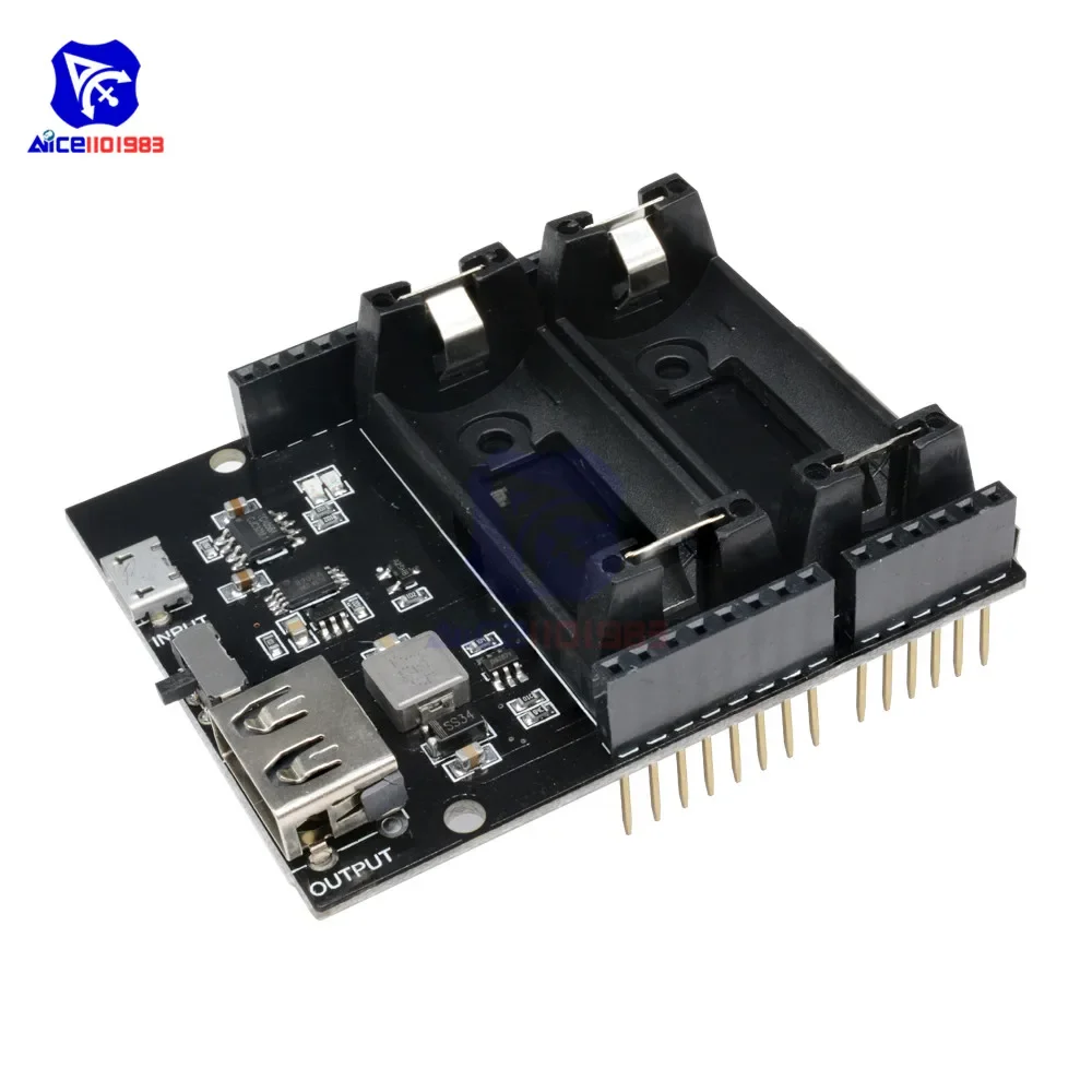 ESP8266 ESP32 Power Supply Rechargeable Dual 16340 Lithium Battery Charger Shield Module for Arduino  R3 Board Power Bank