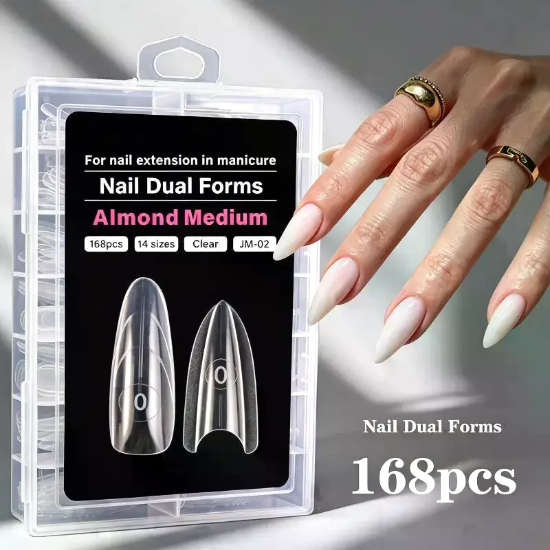168 Pcs Of Dual-Form Nail Forms - Nail Molds, Can Quickly Extend Nails, No Paper Forms Needed 14 Sizes Nail Art Tools