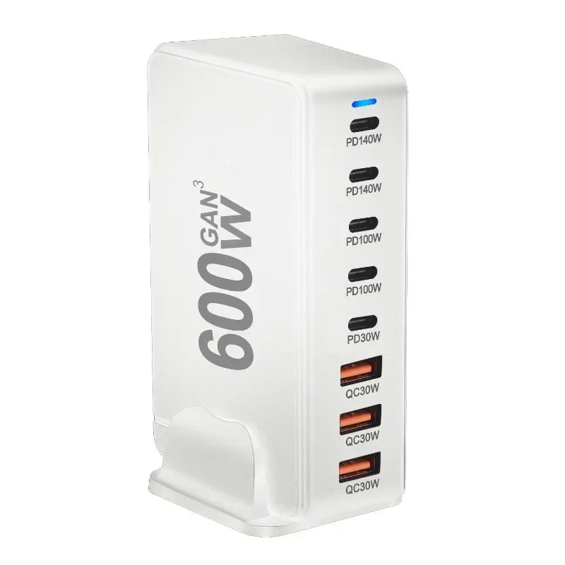 New 600W GaN Fast Charge 3.0 USB-C Charger with 8 Ports 5C3A PD, Portable and Suitable for Tablets