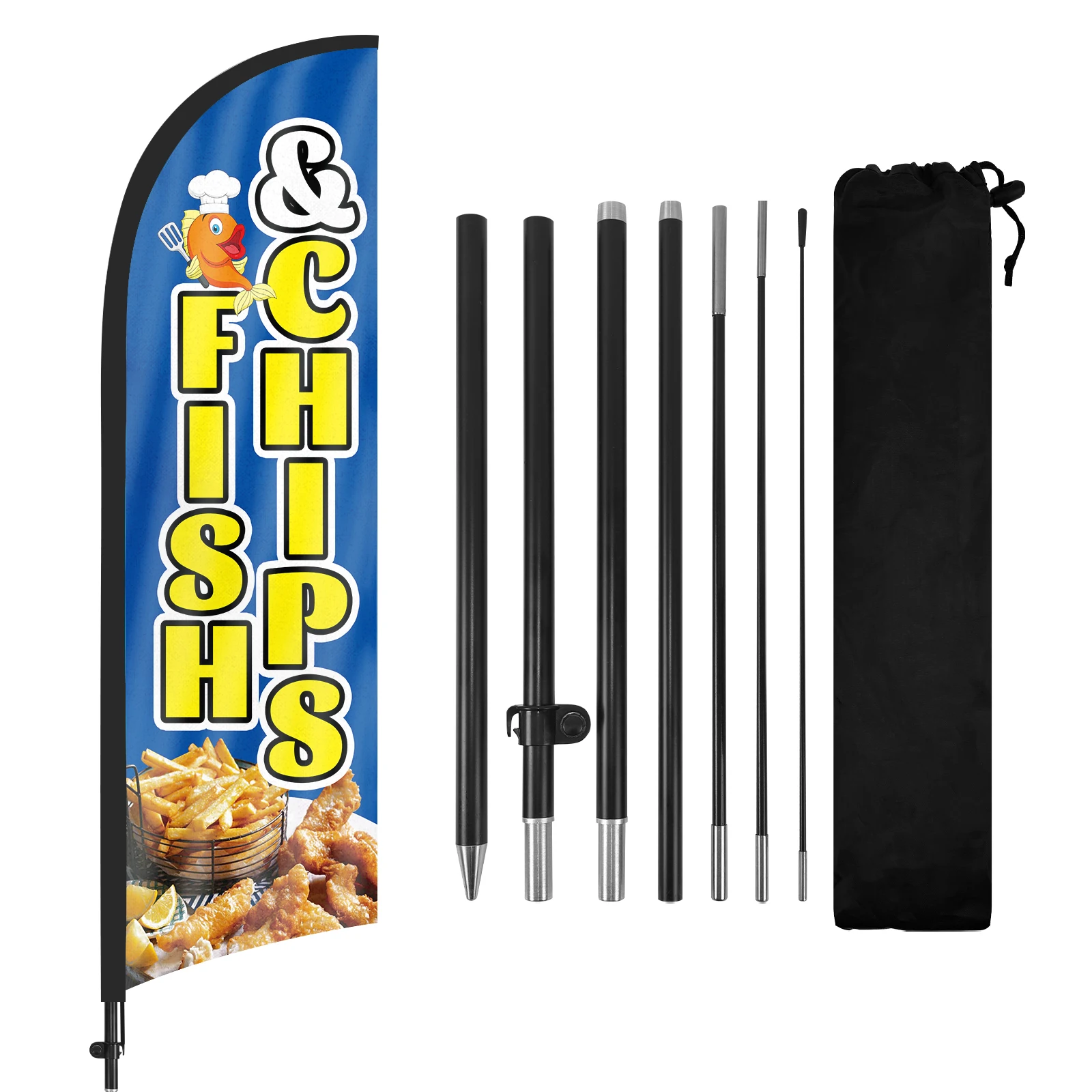 FSFLAG 1PCS 280CM The Fish Feather Flag with Flagpole Advertising Outdoor Banner Decoration for Businesse and Storefront