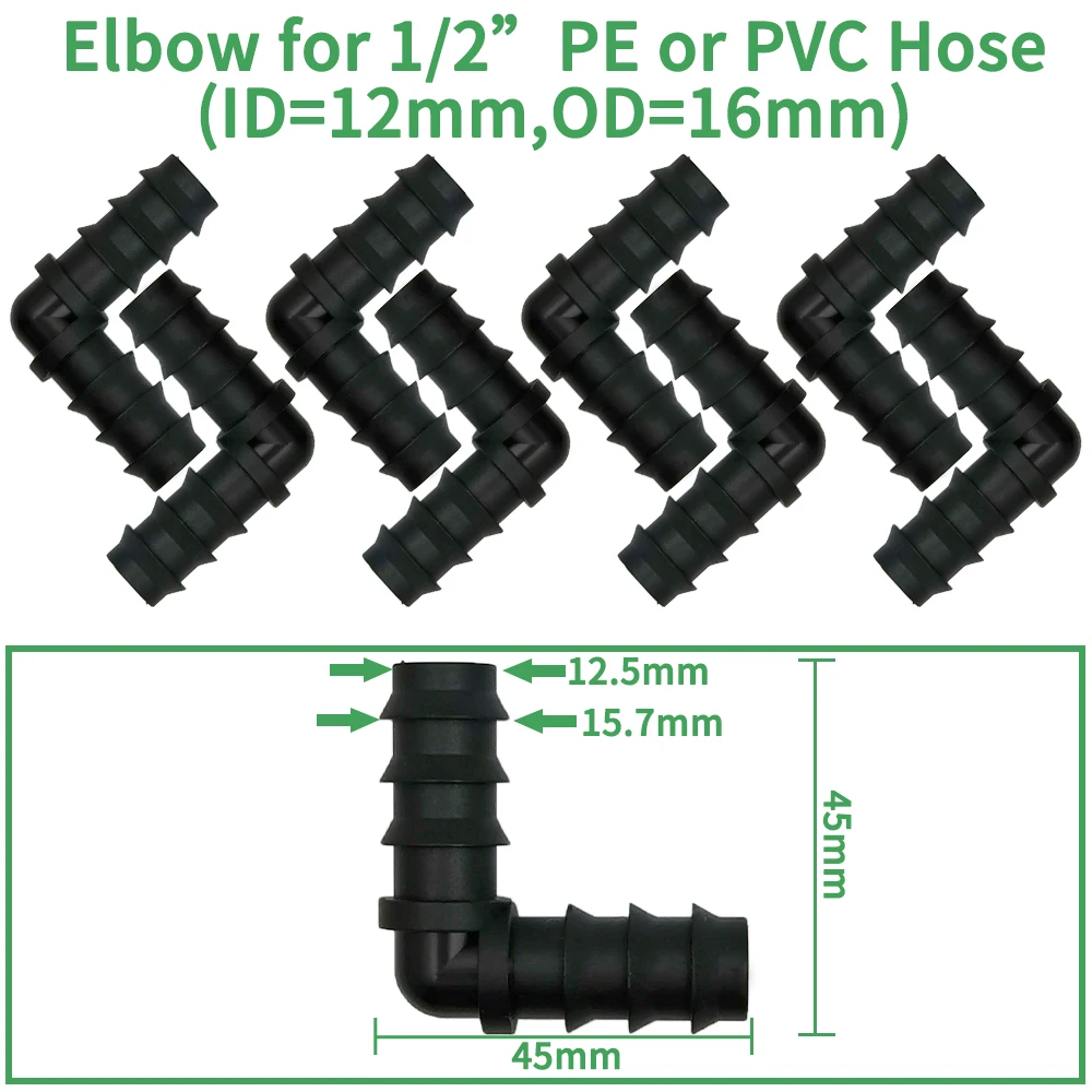 ذكر أنثى الموضوع موصل إلى بارب ، بي خرطوم محول تي شيرت الكوع ، حديقة الري بالتنقيط نظام الري ، 16 مللي متر ، 20 مللي متر ، 25 مللي متر ، 1/2 "، 3/4"