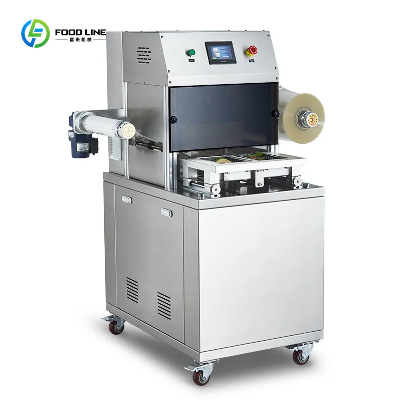 Modified Atmosphere Tabletop Vacuum Tray Sealer for Fish Skin Pack and Cooked Food Packaging Custom