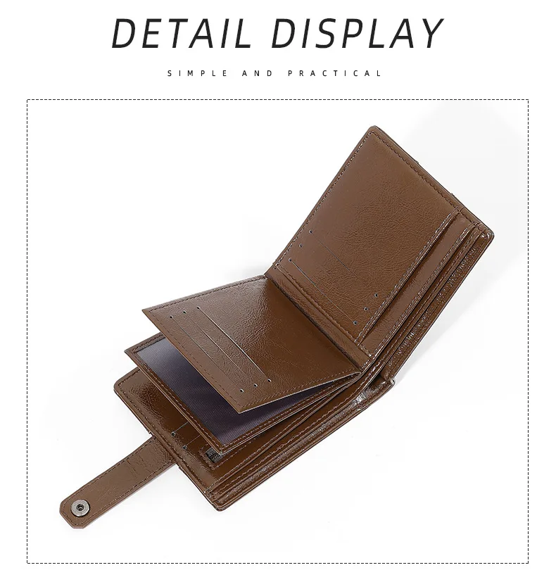 محفظة رجالية قصيرة ثنائية الطي PVC ريترو النمط الأوروبي والأمريكي فتحة بطاقة متعددة محفظة نسائية للعملات المعدنية الراقية مشبك المال الإحساس