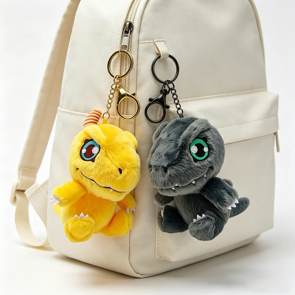 Anime  Digimon Agumon Cosplay Keychain Plush Cotton Doll Backpack Pendant Adult Collection Keyring Accessories