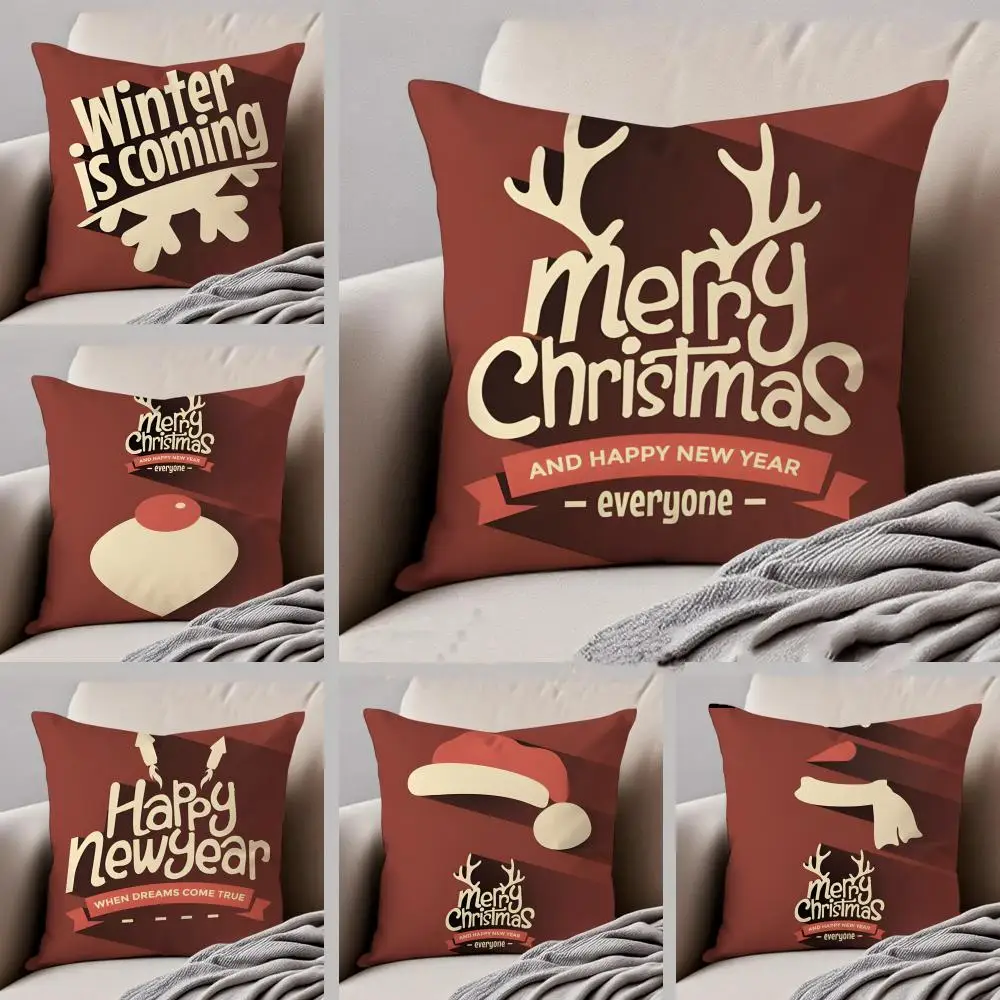 

Модная минималистичная рождественская красная коллекция: льняная наволочка для подушки, мягкая, дышащая, защитная, для декора дивана и комнаты