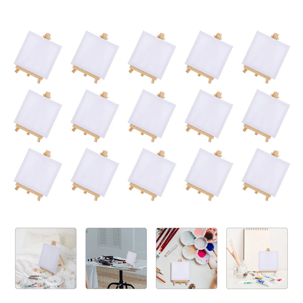 15 sets olieverfschilderij frame mini klein canvasbord houten display schildersezel aquarel