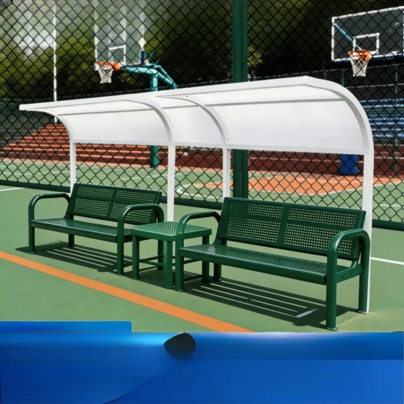 Park court lounge chair, tennis court, basketball court seat, outdoor bench with shed
