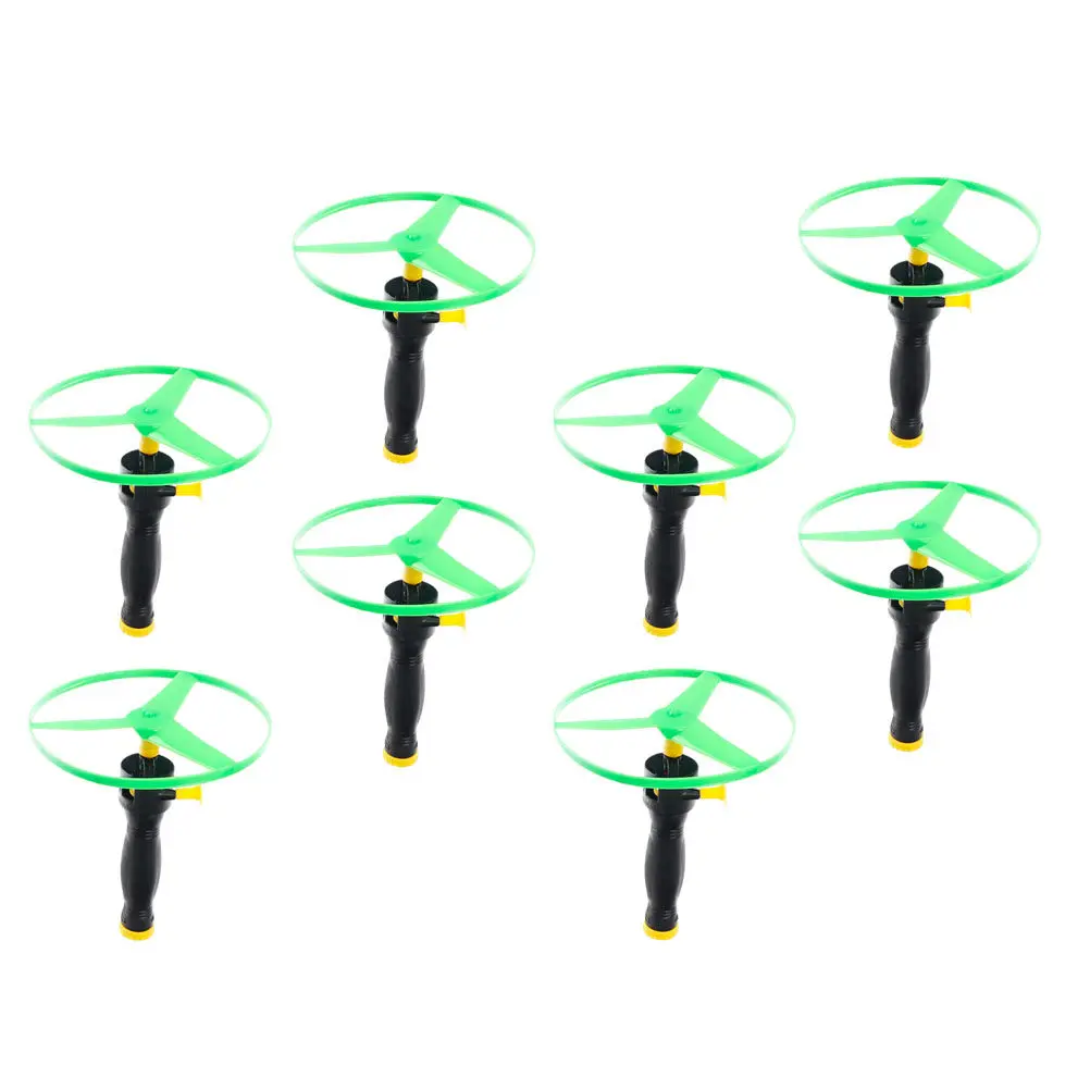 8Pcs Flying Disc Kid Educational Outdoor Play Pull String Fun Sports Plate for Children Family Games Pull String Flying Saucer