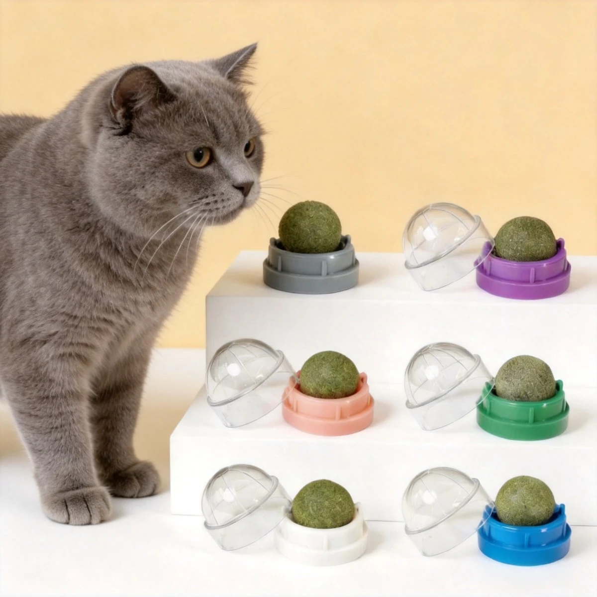 Pet Catnip Ball Cat Catnip Wall Stick-on Ball Toy Healthy Natural Removes Balls to Promote Digestion Cat Grass Snack