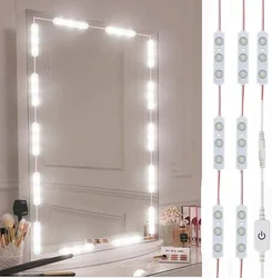 Kit de lumières LED pour miroir de courtoisie, bande lumineuse en spantable, commande tactile, lumière de maquillage à intensité variable, lampe avant étanche pour miroir de courtoisie