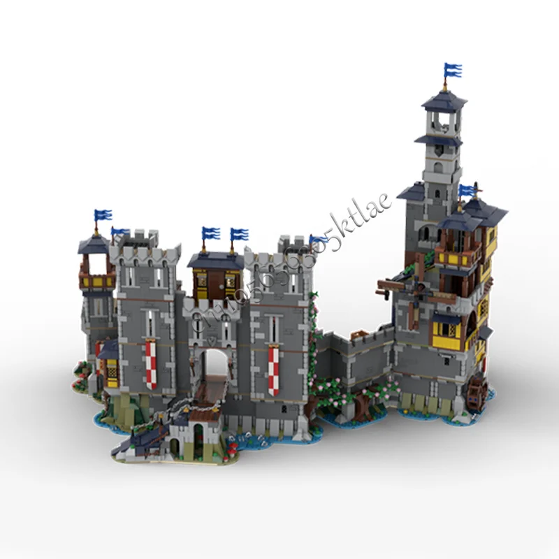 ตัวต่อปราสาทไฮทาวเวอร์ยุคกลาง 6936 ชิ้น พร้อมการตกแต่งภายใน แบบจำลองสำหรับเด็ก ของเล่นประกอบเป็นของขวัญ