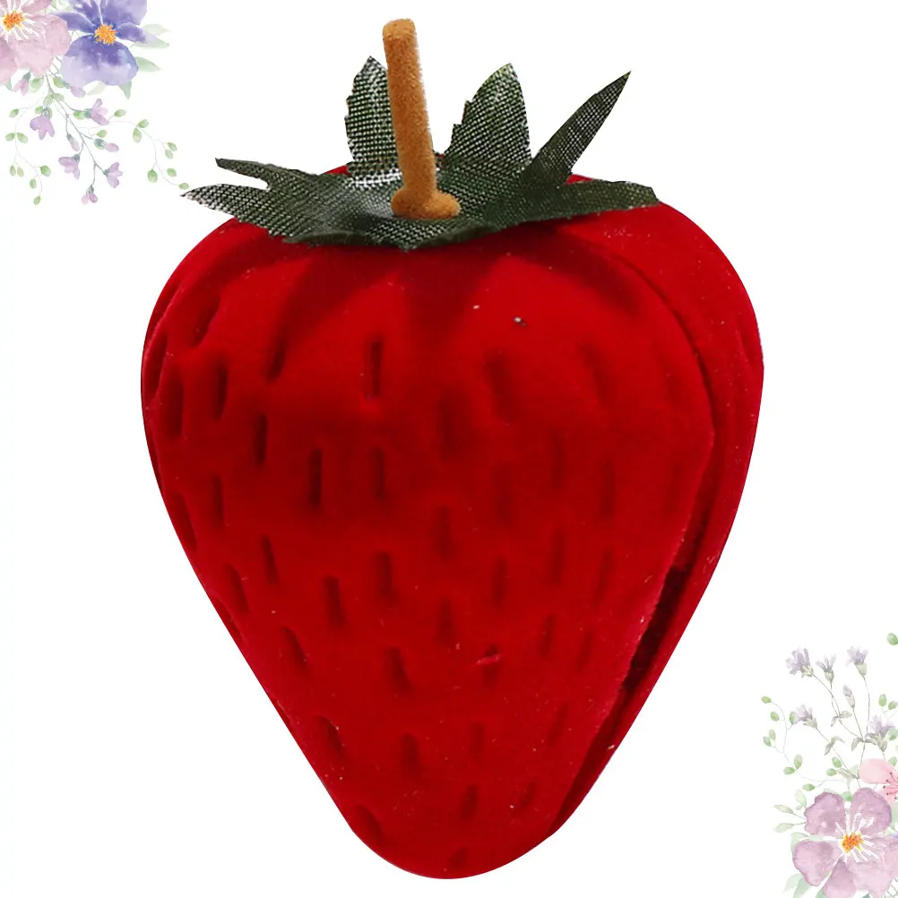1Pcs Strawberry Jewelry Case Portable Ring Storage Box Necklace Container Premium Material Fashionable Delicate Ring Holder Red