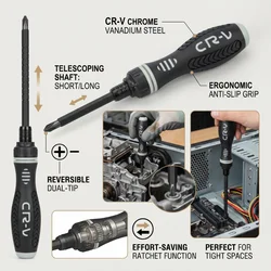 Mini Ratchet Bolt Driver Dual Purpose Screwdriver Slotted Phillips Laborsaving Weak Magnetic Screwdriver Retractable Repair Tool