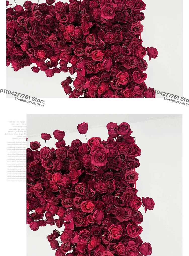 5D Luxuriöse Weiß/Rot-Burgunder Rosenblumenreihe Dekoration Hochzeits-Hintergrundrahmen Bogen Blumenarrangement Schaufensterdekoration Eventzubehör – Detail 2