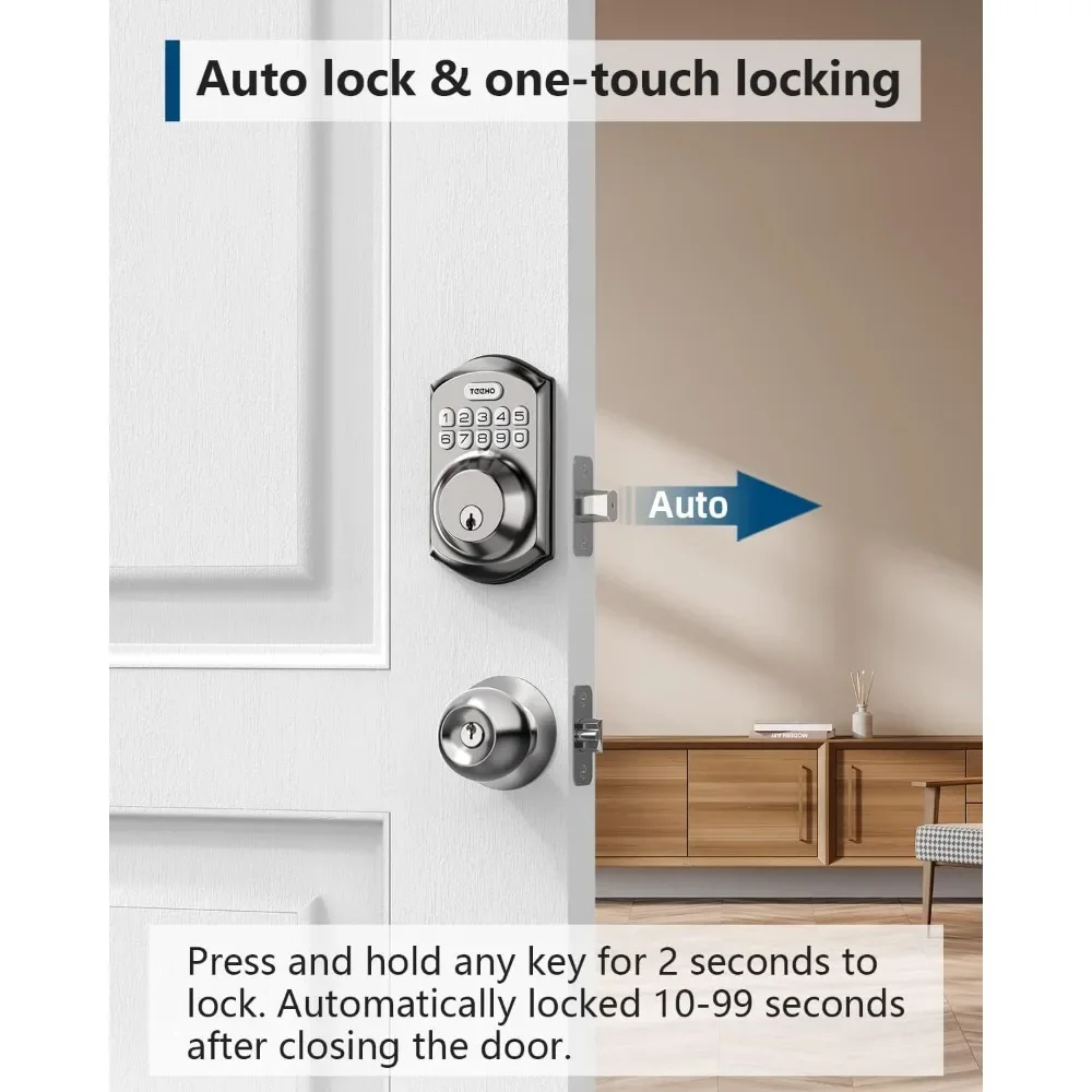 Imagem -03 - Keyless Entry Doorlock com Teclado Inteligente Deadbolt Lock para a Porta da Frente com Chaves Auto Lock Fácil Instalação Cetim Níquel