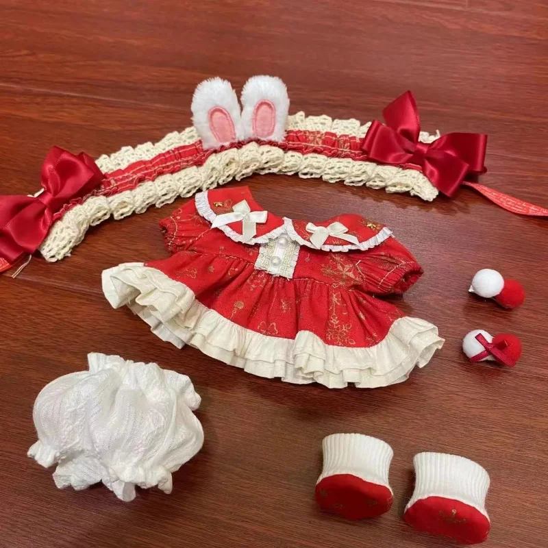 20cm Plush Doll Rabbit Red Skirt Clothes Clothing Cosplay Dress Up Cosplay Accessories Anime Toy Figure Xmas Collection Gifts