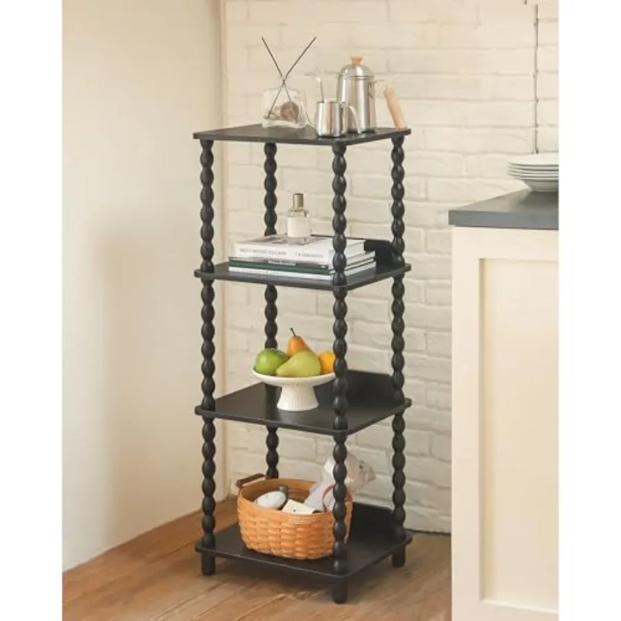 

Book Shelf, 4-Tier Bookshelf with Storage, Small Bookcase Display Shelves with Solid Wood Legs for Bedroom, Living Room, Office