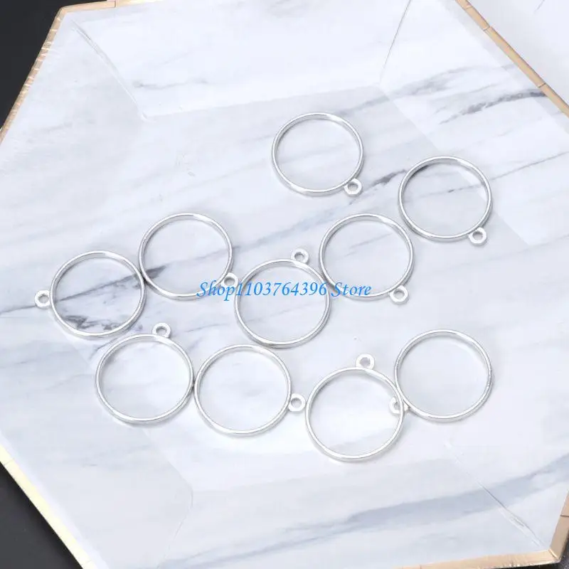 10x صواني الإطار الحافة لتقوم بها بنفسك الذهب والفضة والبرونز اللون قلادة مستديرة فارغة لث/لو