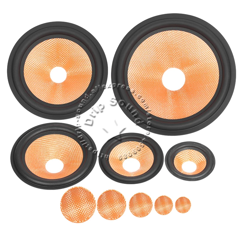 

3/4/5/6.5/8 inch Speaker Cone Paper Basin Woofer Woven Fabrics Basin Drum Trumper Bass Repair Parts 20/26/36mm With Dust Cap