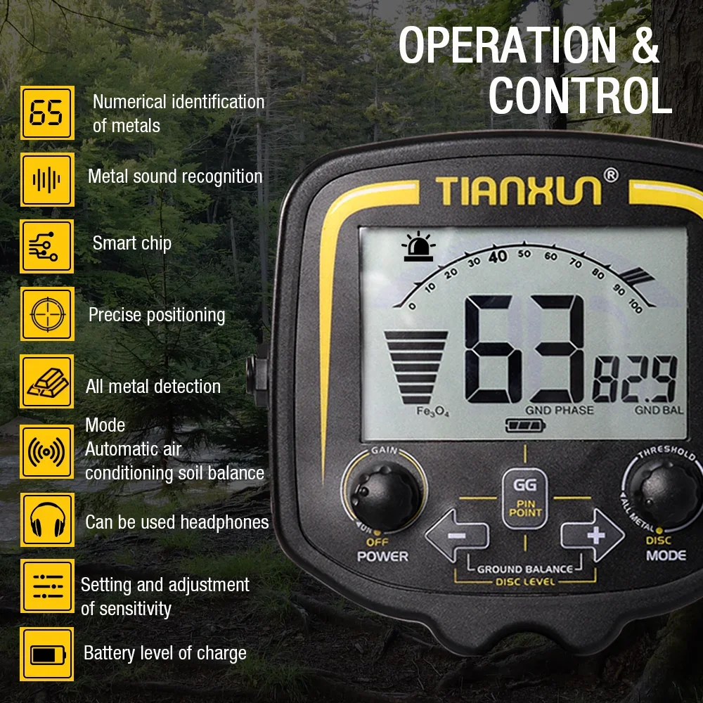 TX-850 Professional Metal Detector High Sensitivity Gold Finder 2.5m Depth Waterproof Coil Pinpointer Treasure Hunting 11-inch D