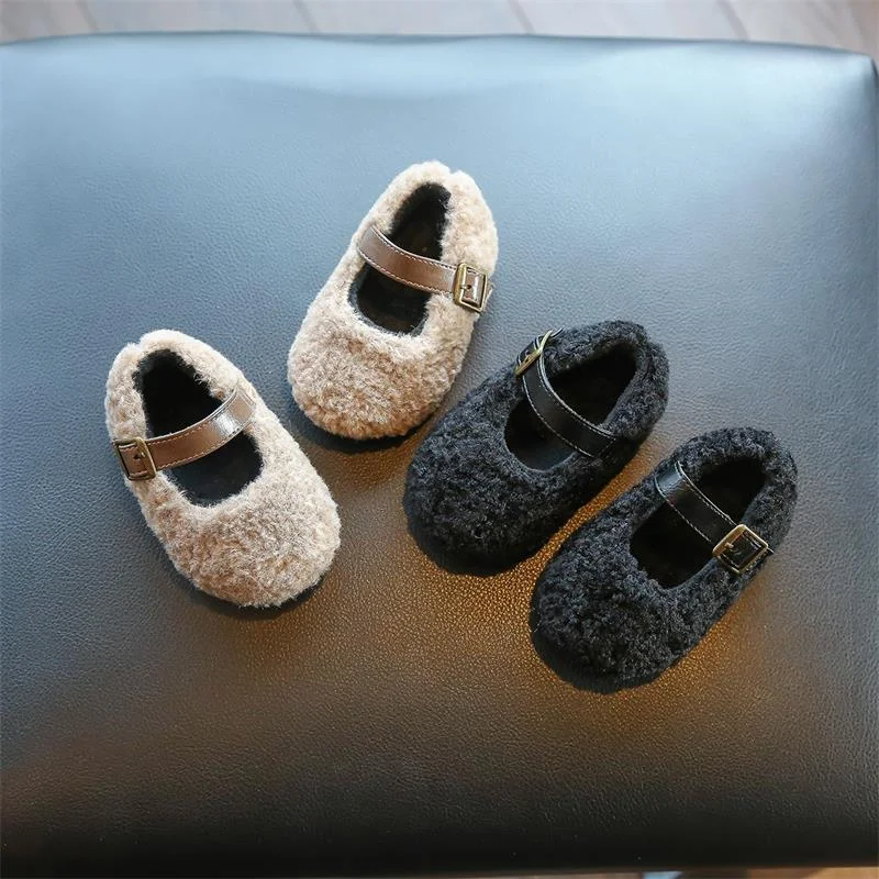 2023 Baby Autumn and Winter Fashion Fur Boots Toddler Girls Princess Plush for Warmth Dance Wedding Children Kids Newborn Shoes