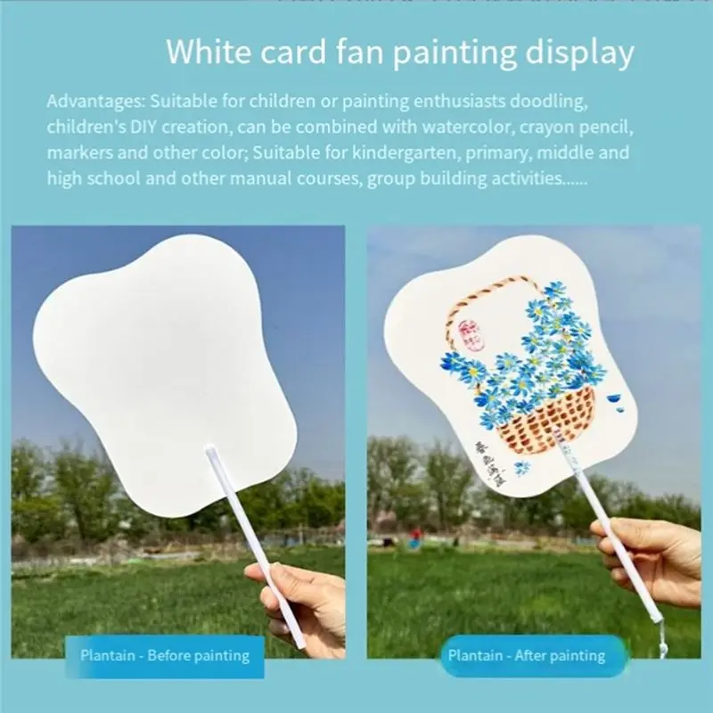 AEE2-30 Pcs Fans Handheld Set Included Blank Fan Handle Craft Sticks Church Fans For DIY Crafting Painting Hand Held Parlor