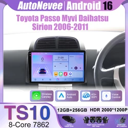 Android 16 Auto radio Stereo For Toyota Passo Daihatsu Boon Sirion Subaru Justy Perodua Myvi Car Multimedia player Stereo GPS BT