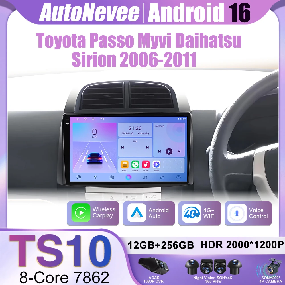 Android 16 Auto Radio Stereo For Toyota Passo Daihatsu Boon Sirion Subaru Justy Perodua Myvi Car Multimedia Player Stereo GPS BT