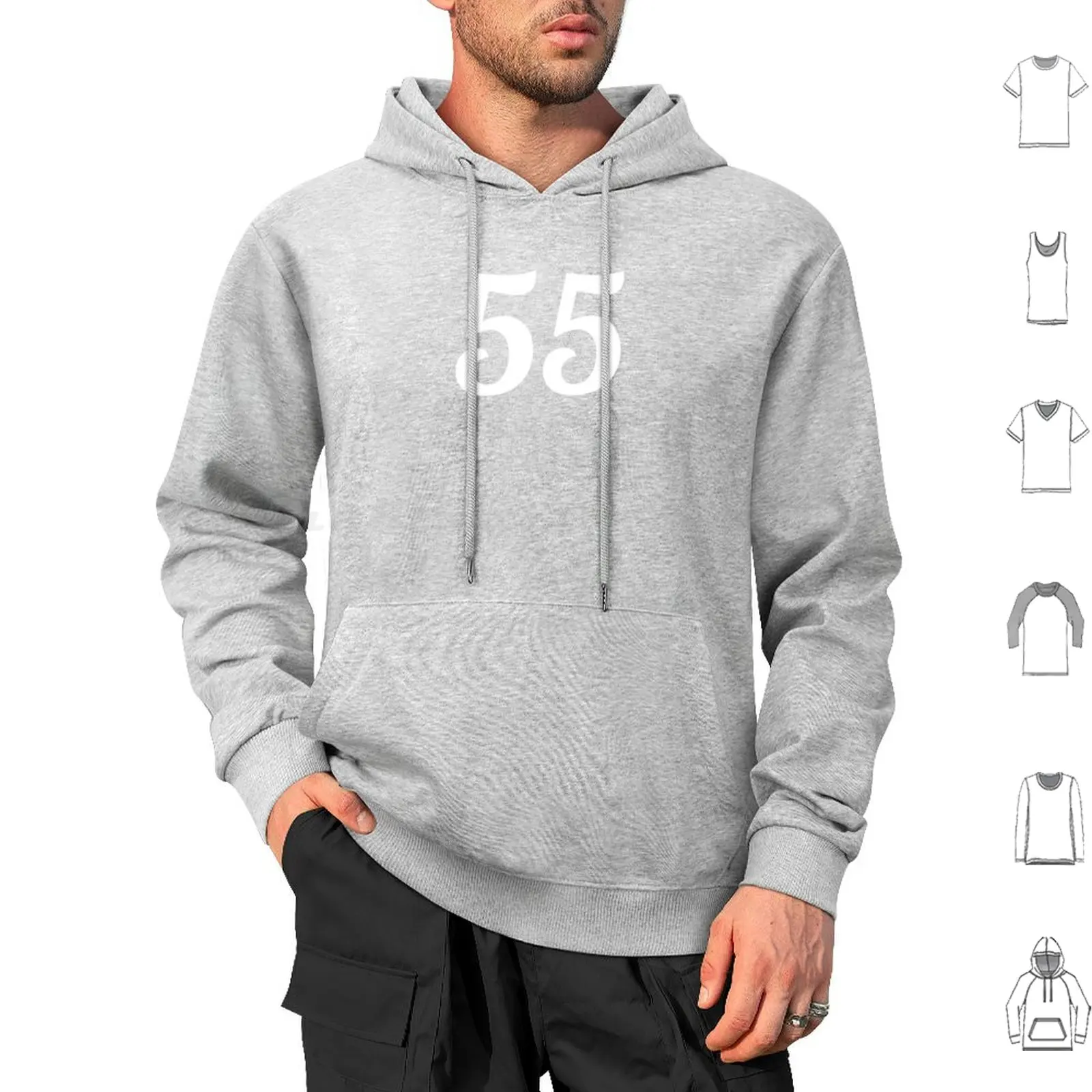 Number 55 White Hoodie cotton Long Sleeve Number 55 White Fifty Five Number Fifty Five 55 Number 55 Numbers Sport