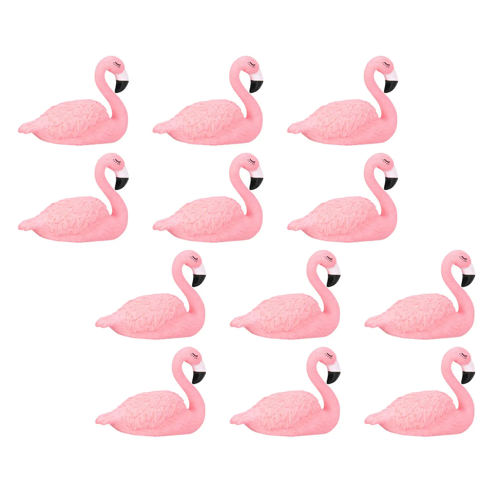 12Pcs Flamingo Decoration Creative Mini Flamingo Statue Desktop Bonsai Plant Pot Micro Landscape Ornament for Indoor Outdoor
