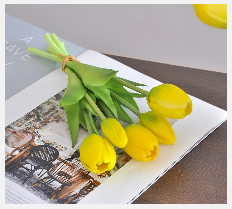 5 Stück/Blumenstrauß Mini neue Silikon-Tulpe 25 cm künstliche Blume Real Touch gefälschter Pflanzenstrauß für Hochzeitsdekoration Home Garen – Detail 11