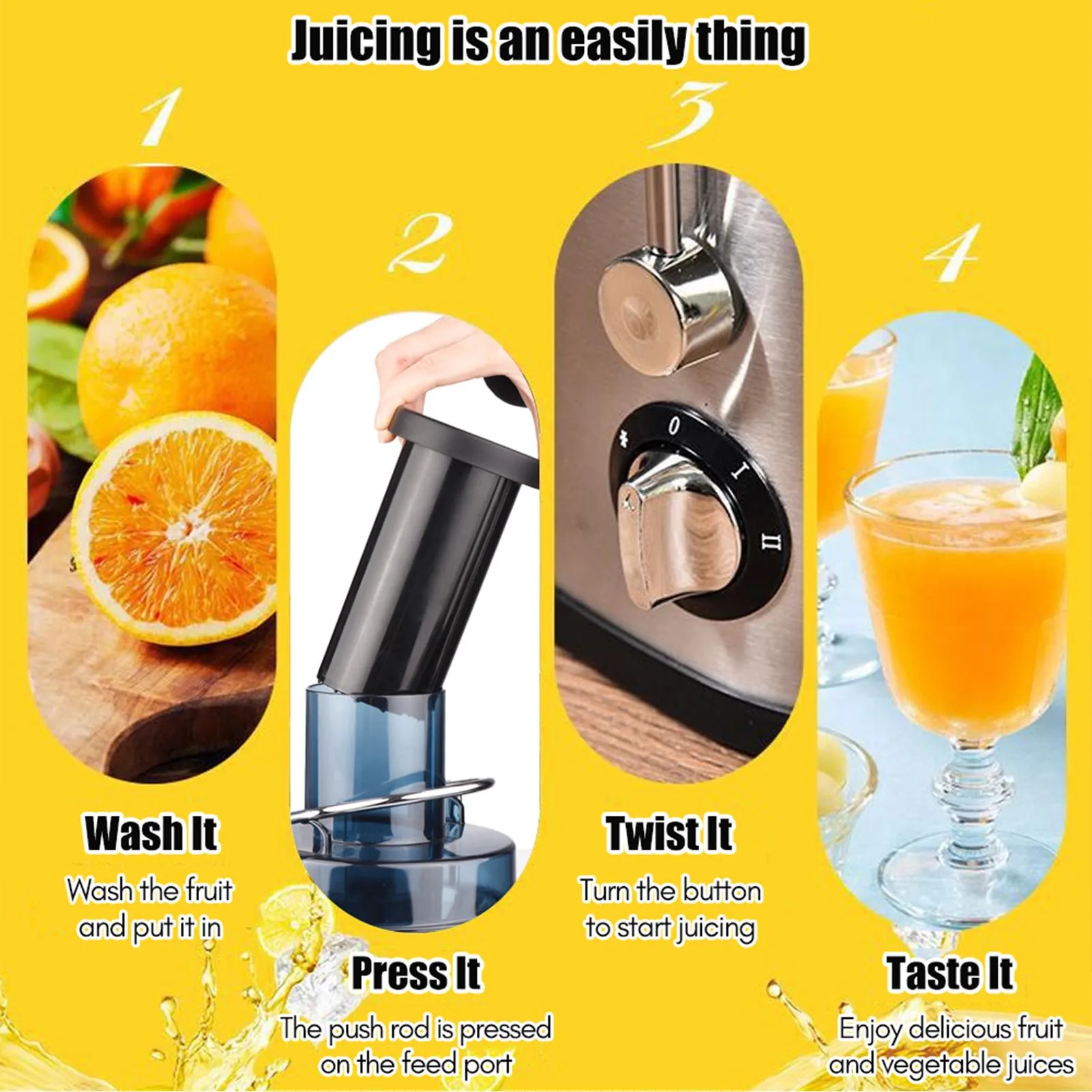 

Swiitol Juicer Household Large Caliber Electric Stainless Steel Body 800W High Power Strong Fruit and Vegetable Extractor Residu