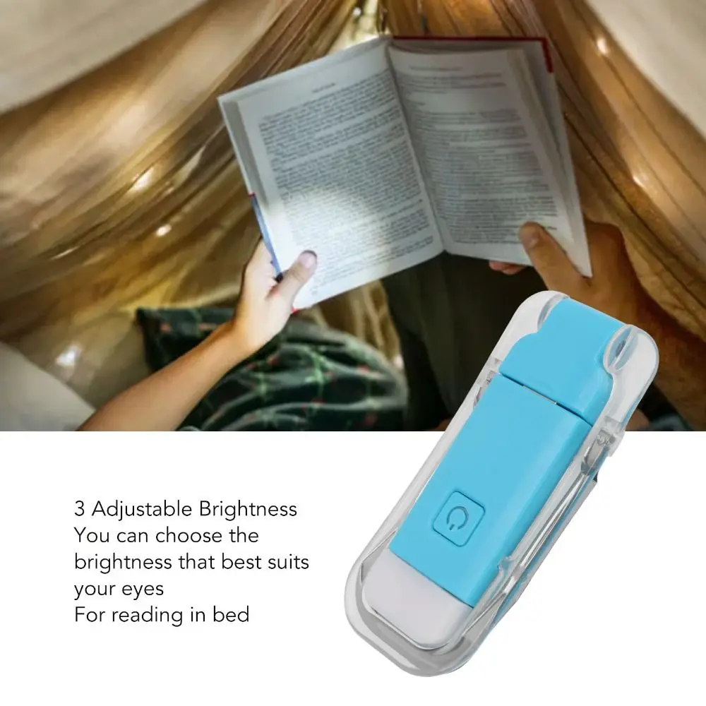 3 Brightness Levels LED Bookmark Light Warm White Light Portable Clip On Reading Lamp Foldable Retractable Reading Lamp