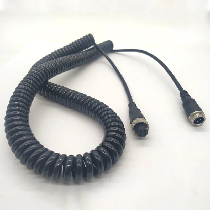 4-PIN Spiralförmiges Teleskopkabel, Dehnbares Verlängerungskabel für Bus, Van, LKW, Wohnmobil, Monitor, DVR, TV-Kamera-Verbindung