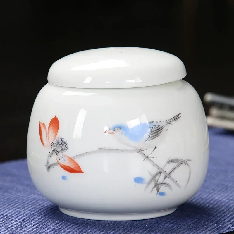 1PC ceramic storage tank Tea can Plum Orchid Bamboo Chrysanthemum Chinese style seal