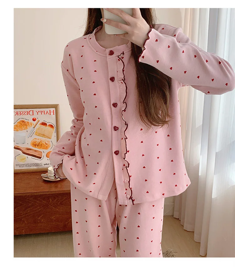 

Pajama Sets Valentines Day Women Modal Maroon Solid-Color Exceptional Drape Moisture Absorbing Comfort Fit Buttoned Long Sleeve